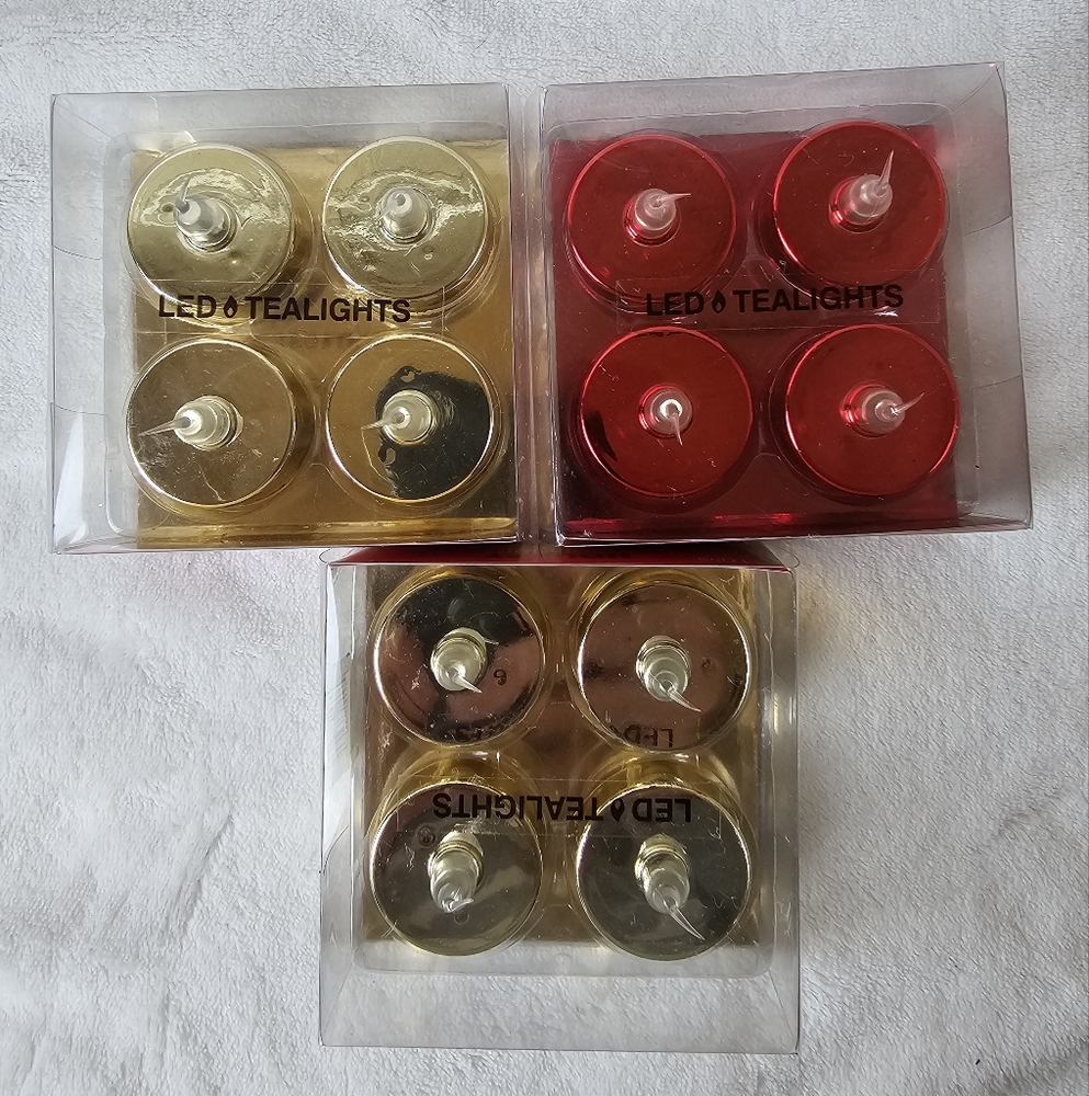 LED Tealights Set - Red and Gold